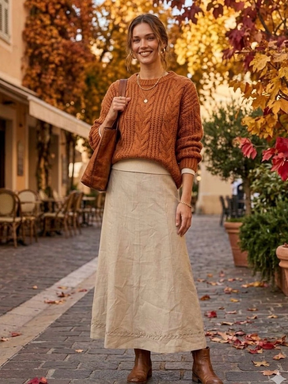 Women’s Cream Maxi Skirt - Elegant Everyday Linen Blend